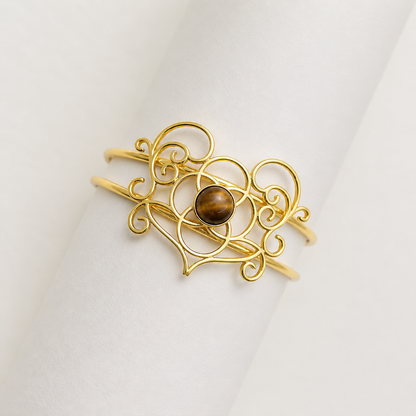 Gold Plated Filigree Cuff Bracelet Elegant Adjustable Boho Jewelry CUF15-GLD