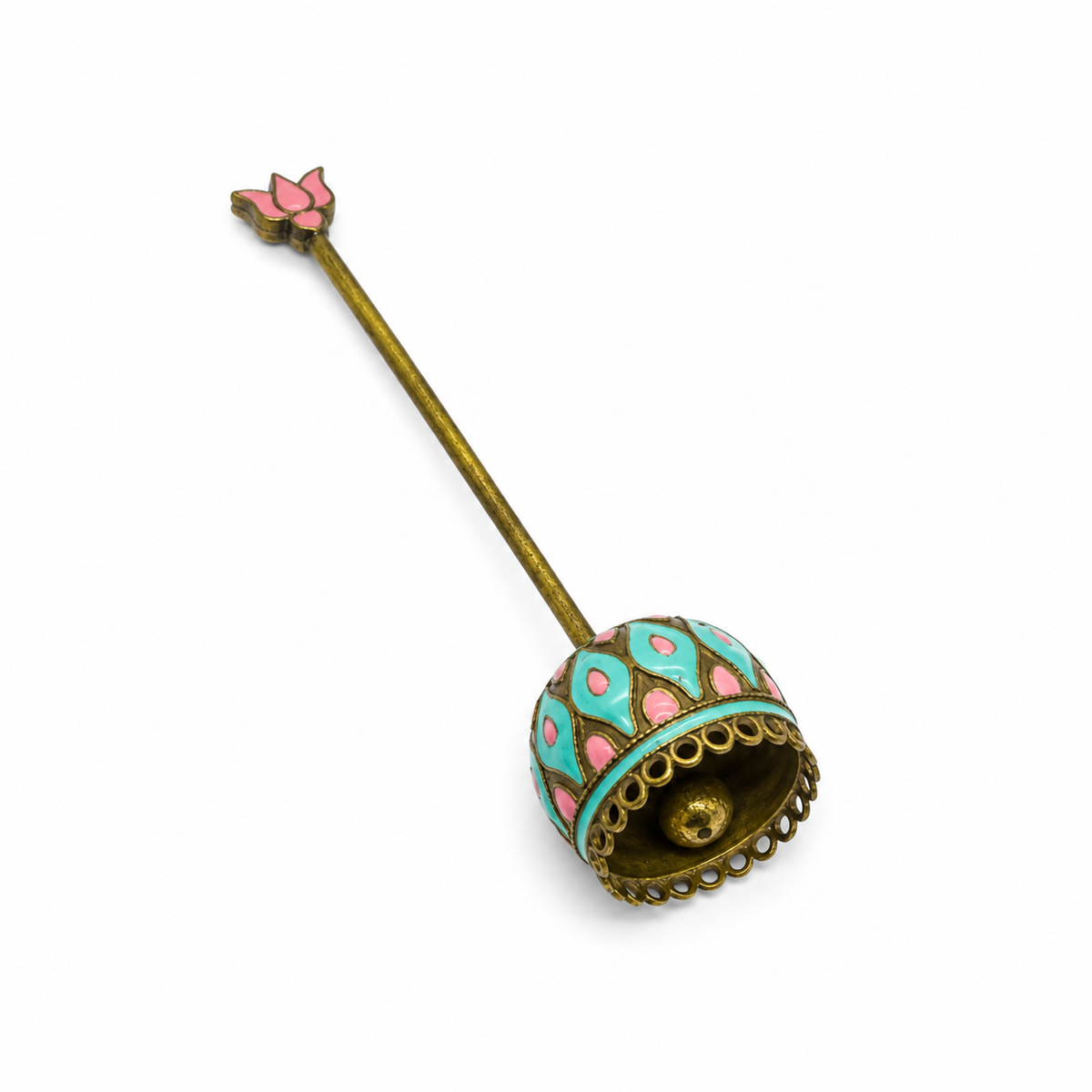 Handcrafted Brass Enamel Lotus Bell Decorative Pooja Door Chime DBL01-BRS-EN