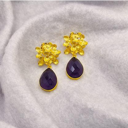 Crimson Petal Floral Drop Earrings