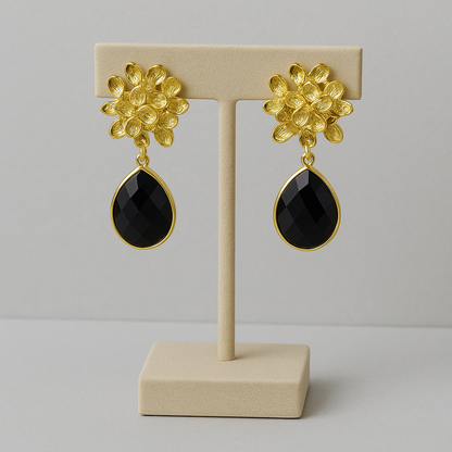 Crimson Petal Floral Drop Earrings