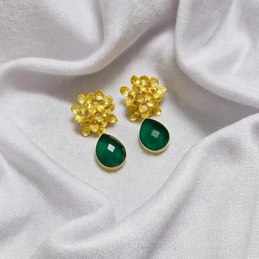 Crimson Petal Floral Drop Earrings