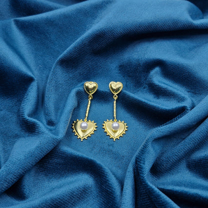 Simple Heart Gold Dangle Earrings Jewelry