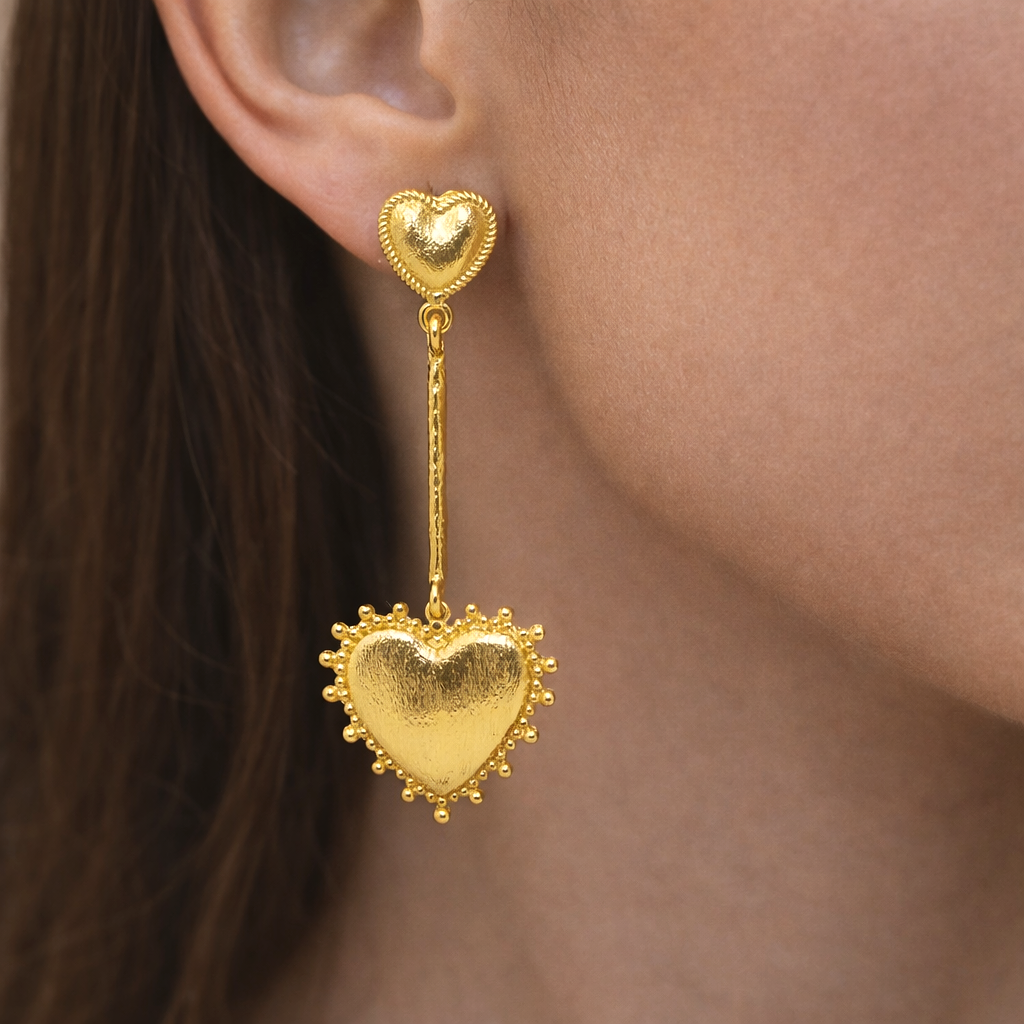Simple Heart Gold Dangle Earrings Jewelry
