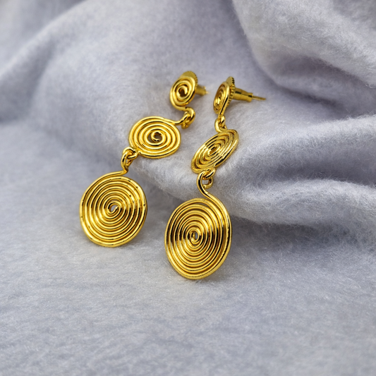 Classic Swirl Elegant Plain Gold Spiral Twist Earrings