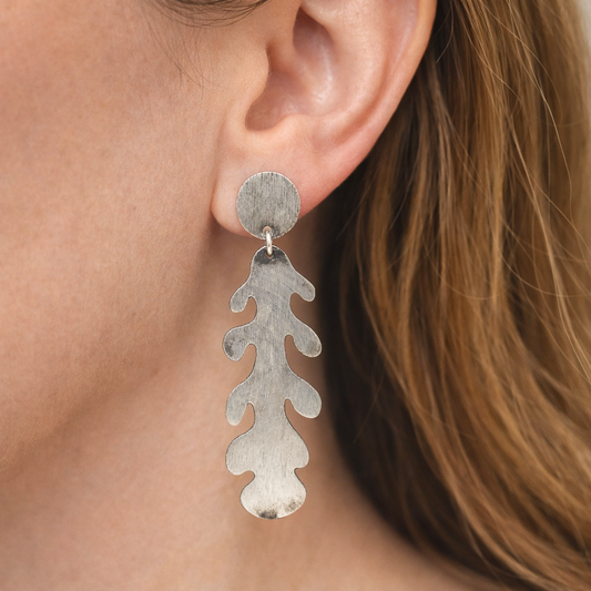 Desert Plant Cactus Inspired Antique Silver Plated Earrings Elegant