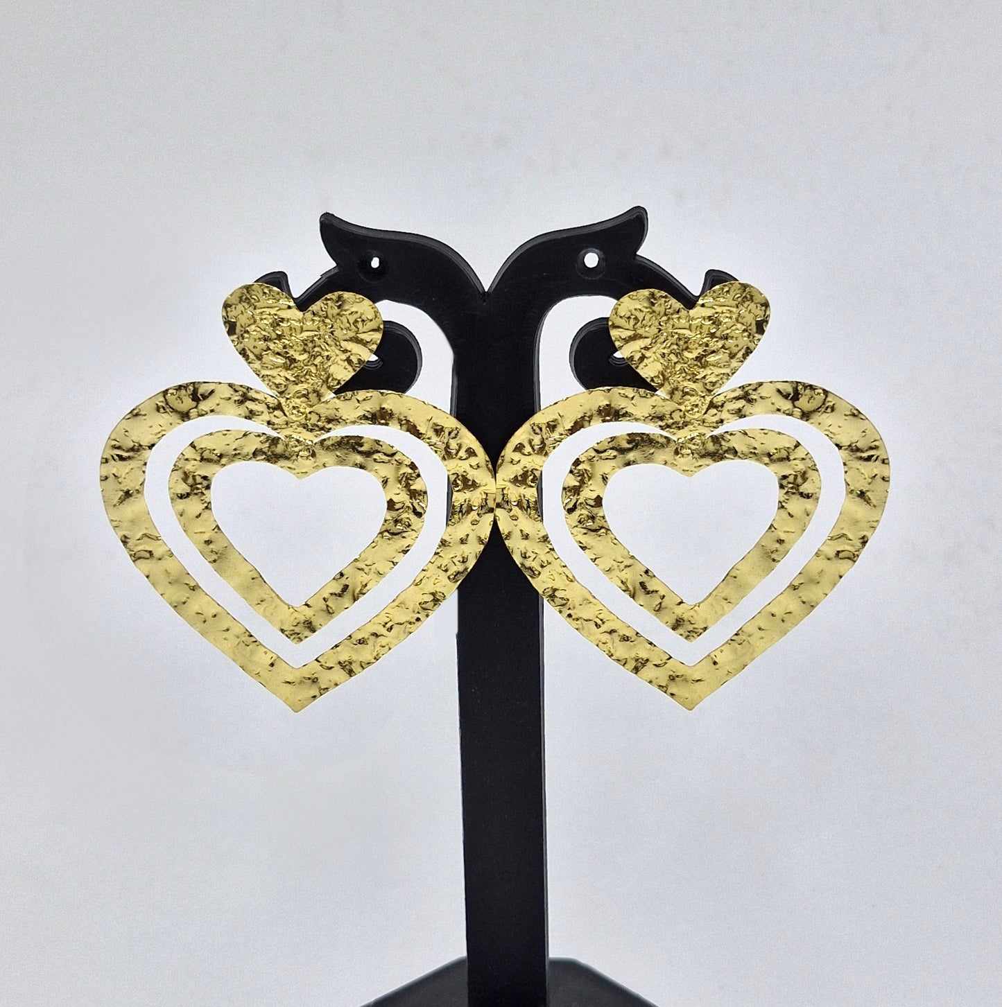 Dramatic Big Heart Stud Earrings Statement