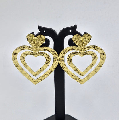 Dramatic Big Heart Stud Earrings Statement