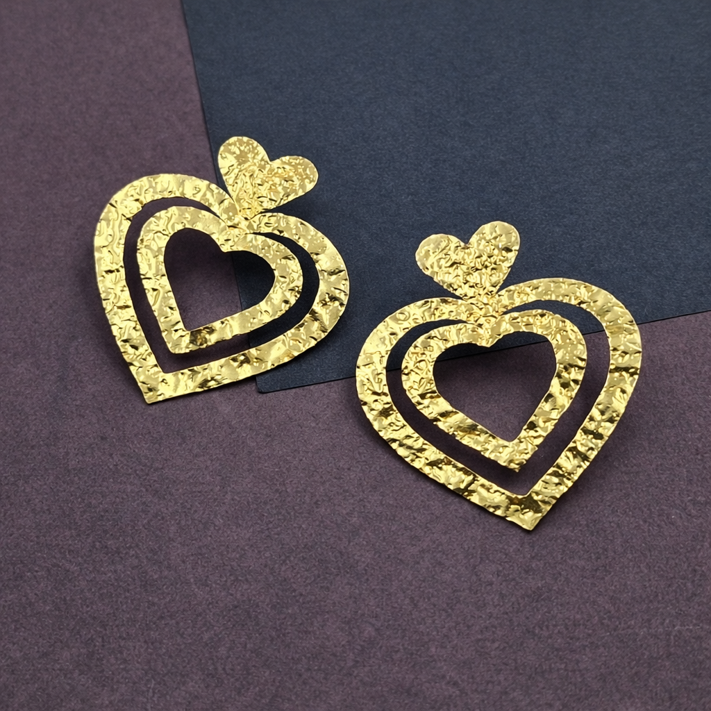 Dramatic Big Heart Stud Earrings Statement