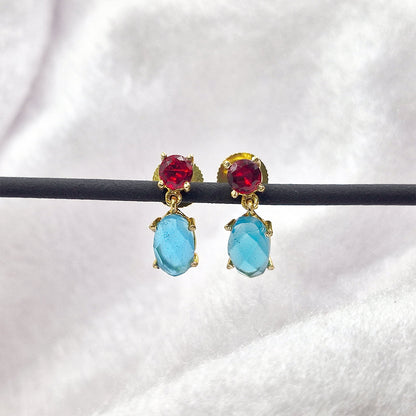 Minimal Gemstones Earrings Rich Color Jewelry for Her