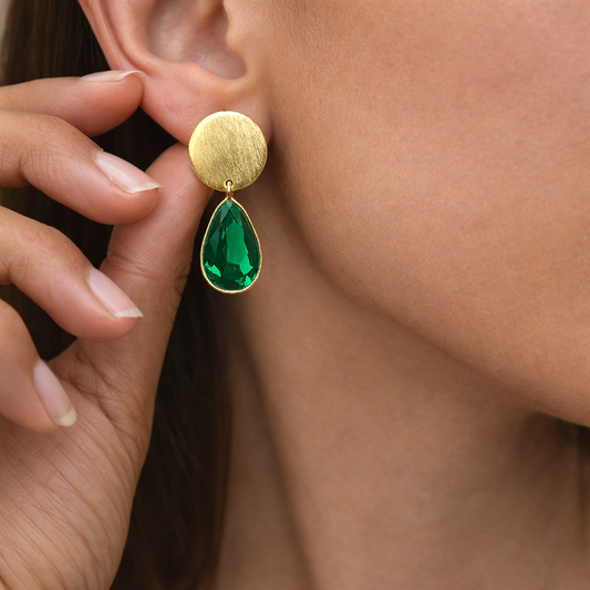 Big Round Disc Earrings Gold Plated Drop Jewelry