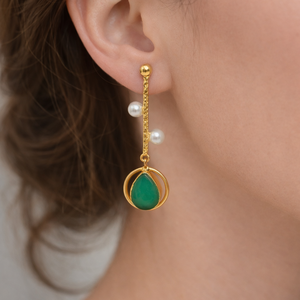 Bar Earrings Dainty Gemstone and Classic Pearl Jewelry