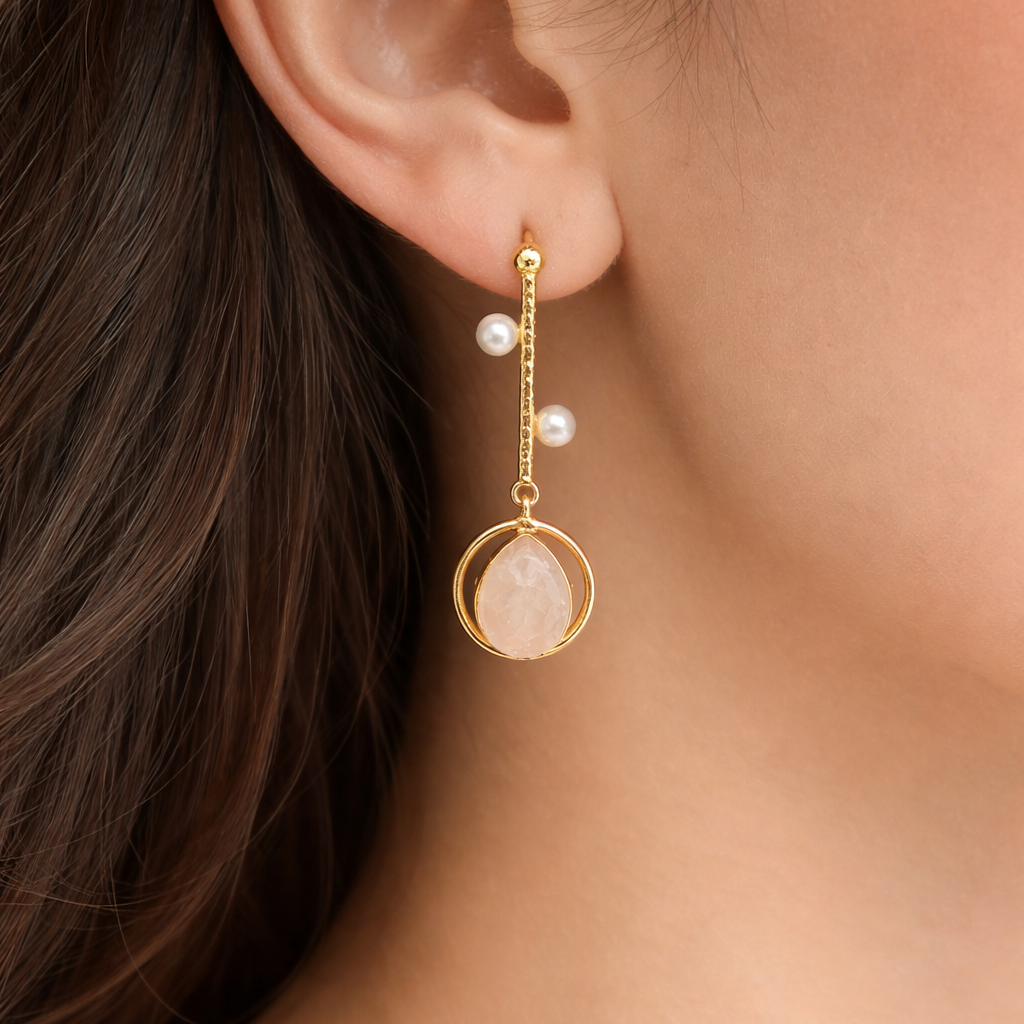 Bar Earrings Dainty Gemstone and Classic Pearl Jewelry