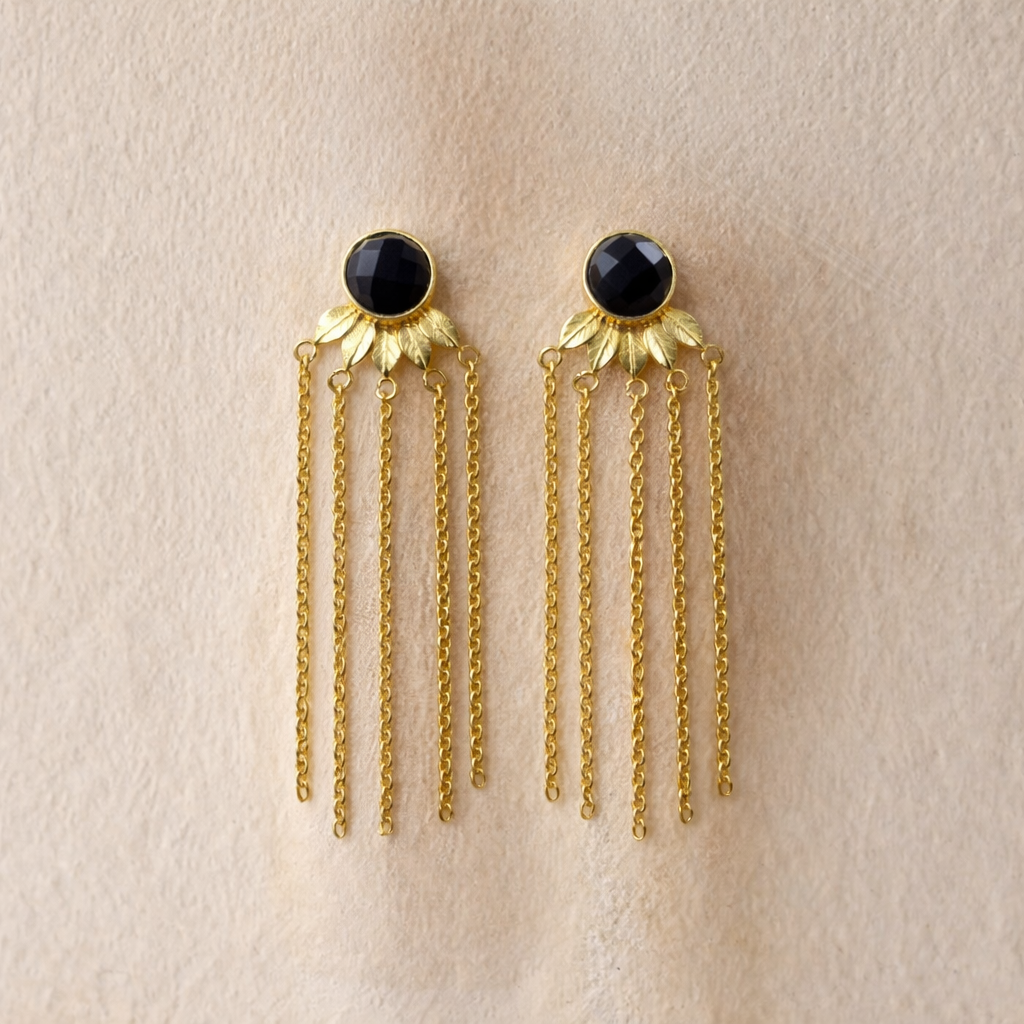Chain Drop Earrings Dainty Gold Gemstone Jewelry