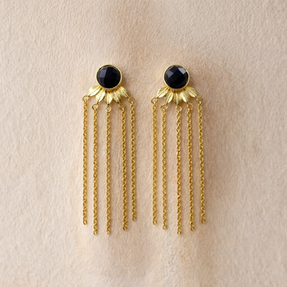 Chain Drop Earrings Dainty Gold Gemstone Jewelry