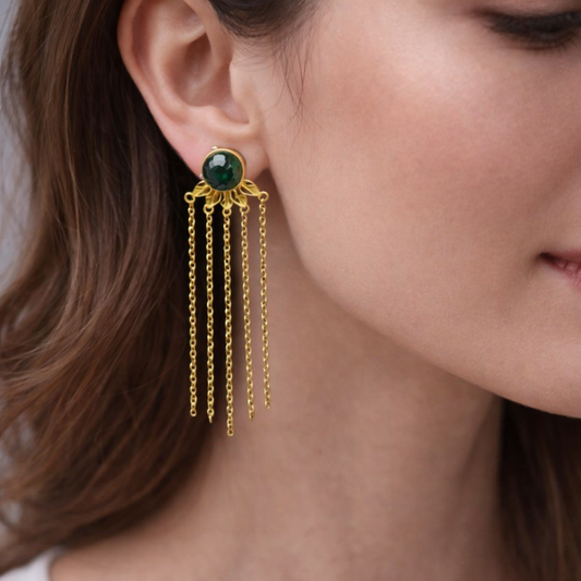 Chain Drop Earrings Dainty Gold Gemstone Jewelry