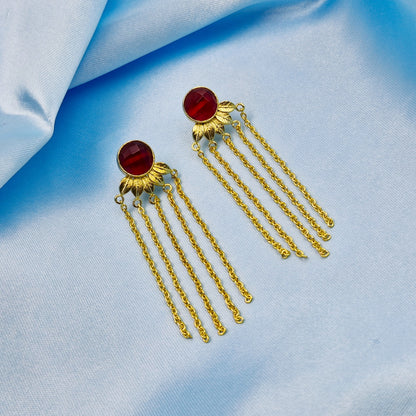 Chain Drop Earrings Dainty Gold Gemstone Jewelry