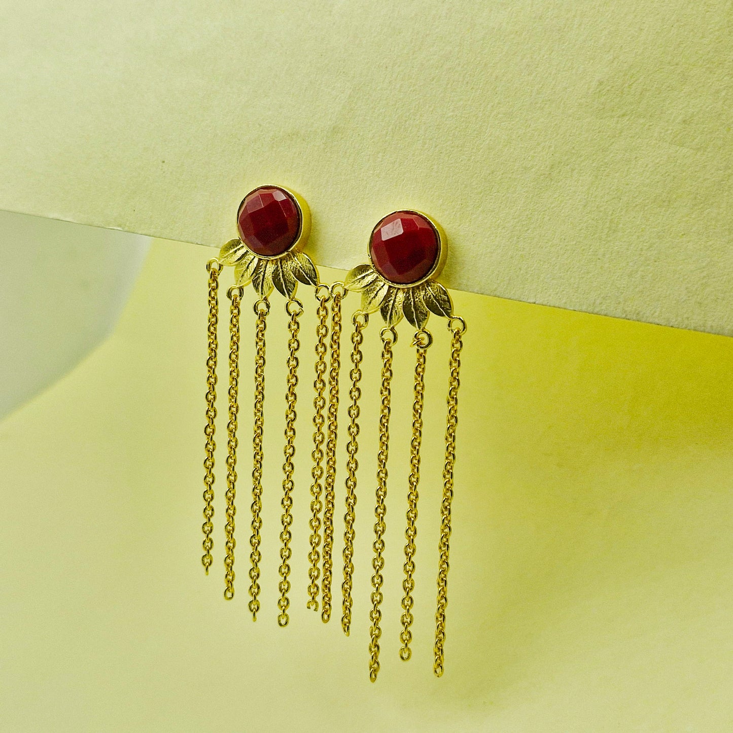 Chain Drop Earrings Dainty Gold Gemstone Jewelry