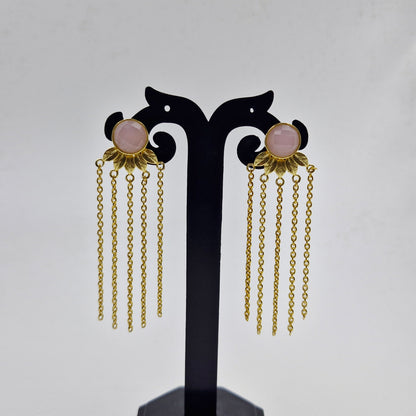 Chain Drop Earrings Dainty Gold Gemstone Jewelry