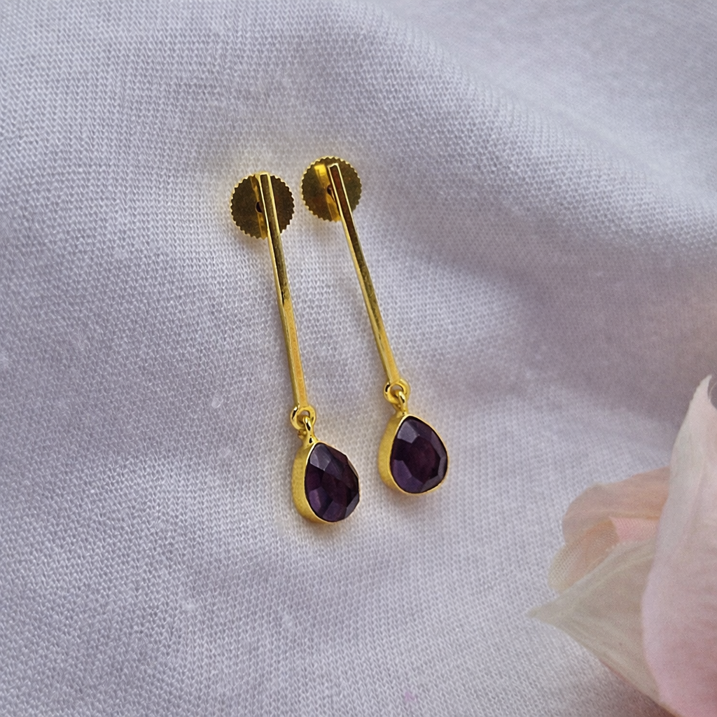 Bar With Gemstone Drop Earrings Sleek Jewelry