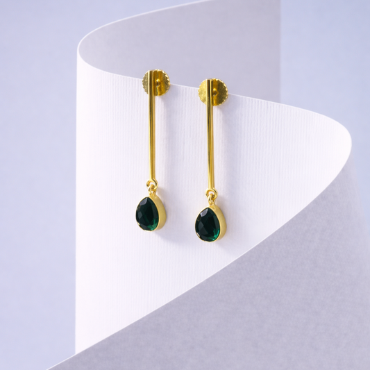 Bar With Gemstone Drop Earrings Sleek Jewelry