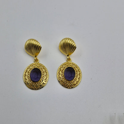 Gold Vintage Shell Drop Earrings for Women Statement Jewelry DR32-GLD