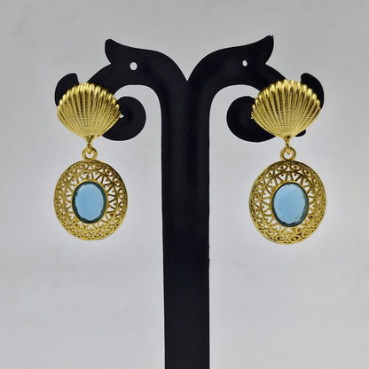 Gold Vintage Shell Drop Earrings for Women Statement Jewelry DR32-GLD