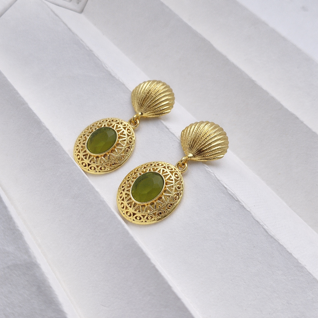 Gold Vintage Shell Drop Earrings for Women Statement Jewelry DR32-GLD