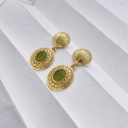 Gold Vintage Shell Drop Earrings for Women Statement Jewelry DR32-GLD