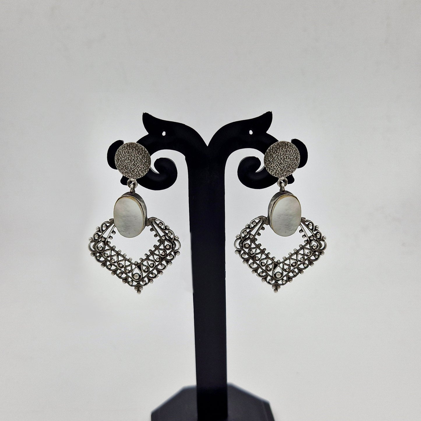 Silver Filigree Statement Earrings for Women Vintage Jewelry DR34-ASLV