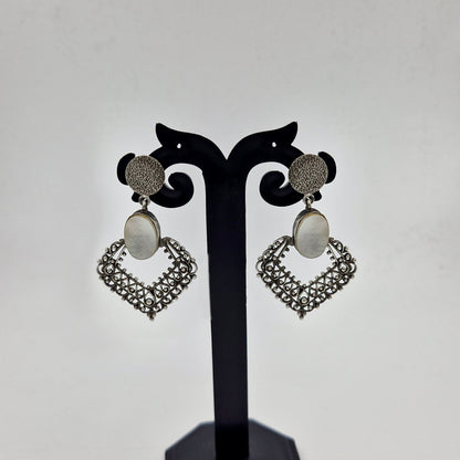 Silver Filigree Statement Earrings for Women Vintage Jewelry DR34-ASLV