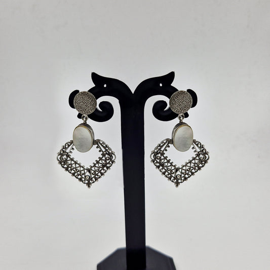Silver Filigree Statement Earrings for Women Vintage Jewelry DR34-ASLV
