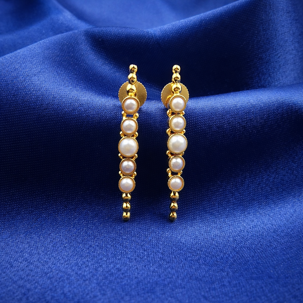Gold Pearl Bar Drop Earrings for Women Minimalist Jewelry DR37-GLD