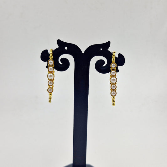 Gold Pearl Bar Drop Earrings for Women Minimalist Jewelry DR37-GLD