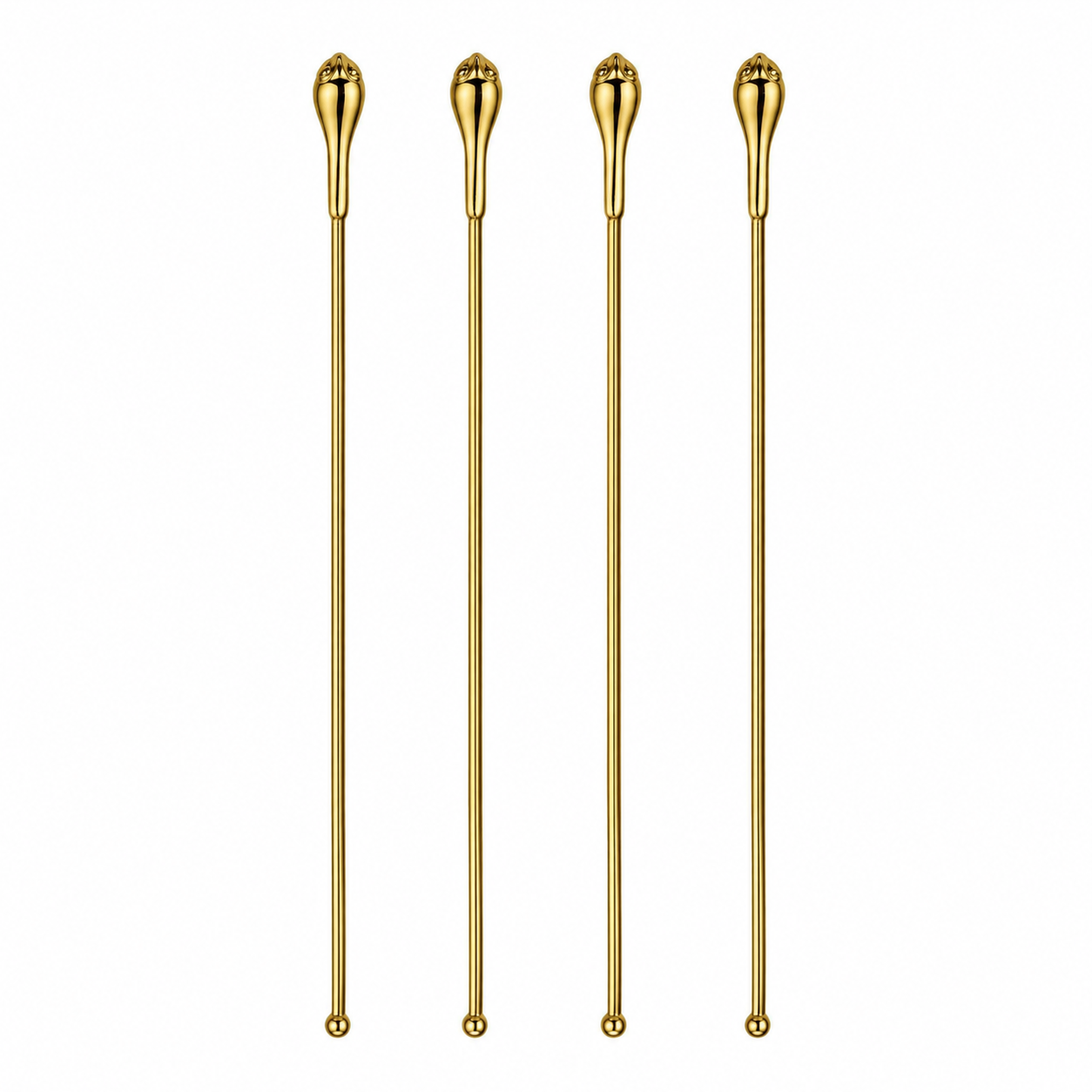 Brass Gold Finish Ornate Cocktail Stirrer Set of 4 DST08-BRS-PLN