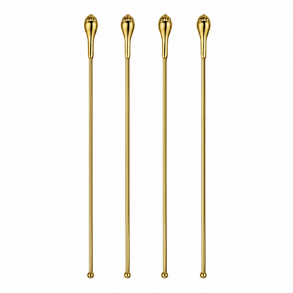 Brass Gold Finish Ornate Cocktail Stirrer Set of 4 DST08-BRS-PLN