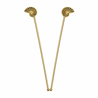 Brass Ammonite Cocktail Stirrer Set Elegant Long Decorative Bar Picks DST09-BRS-PLN