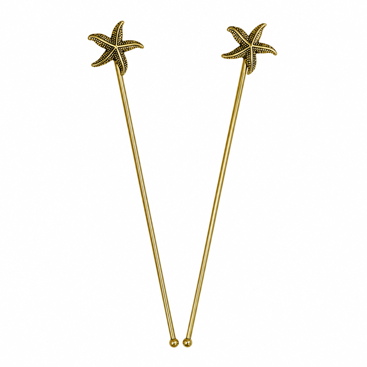 Starfish Gold Drink Stirrers Elegant Coastal Barware Cocktail Accessories DST10-BRS-PLN