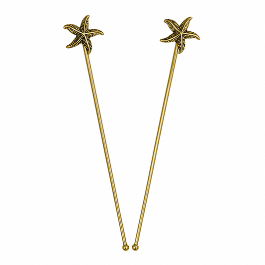Starfish Gold Drink Stirrers Elegant Coastal Barware Cocktail Accessories DST10-BRS-PLN