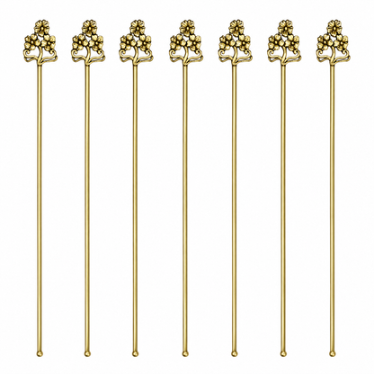 Floral Gold Finish Decorative Cocktail Stirrer Set of Seven DST11-BRS-PLN