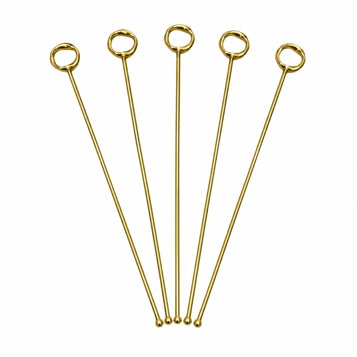 Gold Finish Ring Handle Cocktail Drink Stirrer Set Barware Accessory DST12-BRS-PLN