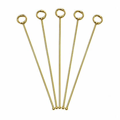 Gold Finish Ring Handle Cocktail Drink Stirrer Set Barware Accessory DST12-BRS-PLN