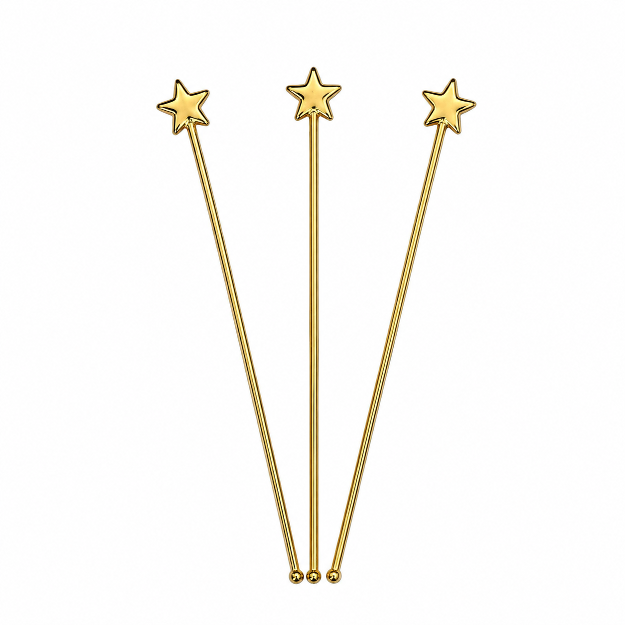 Gold Star Cocktail Stirrer Set Decorative Drink Mixing Sticks DST15-BRS-PLN
