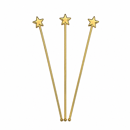 Gold Star Cocktail Stirrer Set Decorative Drink Mixing Sticks DST15-BRS-PLN