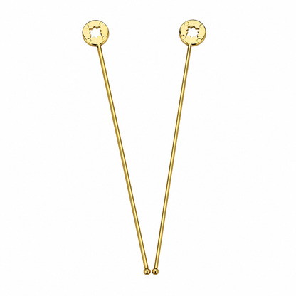 Gold Starburst Ring Handle Cocktail Drink Stirrer Set Decorative Barware DST17-BRS-PLN