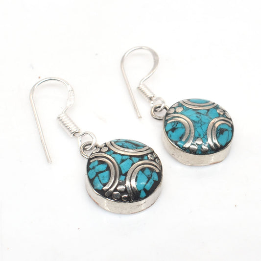 Tibetan Silver Earrings New Year Gift Dangle & Drop Hook Earring 1.5" EAR-10024
