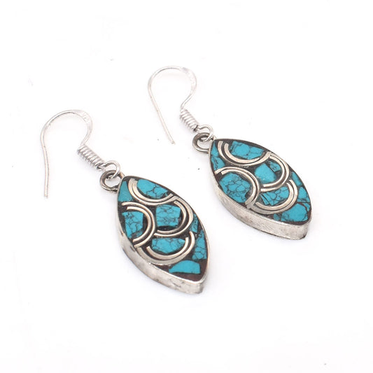 Marquise Tibetan Silver Earrings New Year Gift Idea Dangle Earring 1.5" EAR-10032