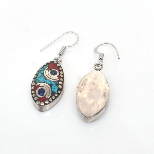 Multi Color Tibetan Silver Earrings Vintage Fashion Jewelry Gift 1.5" EAR-10033