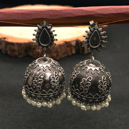 Unique Oxidized Silver Plated Earrings with Handmade Festival Jewelry EAR-1567