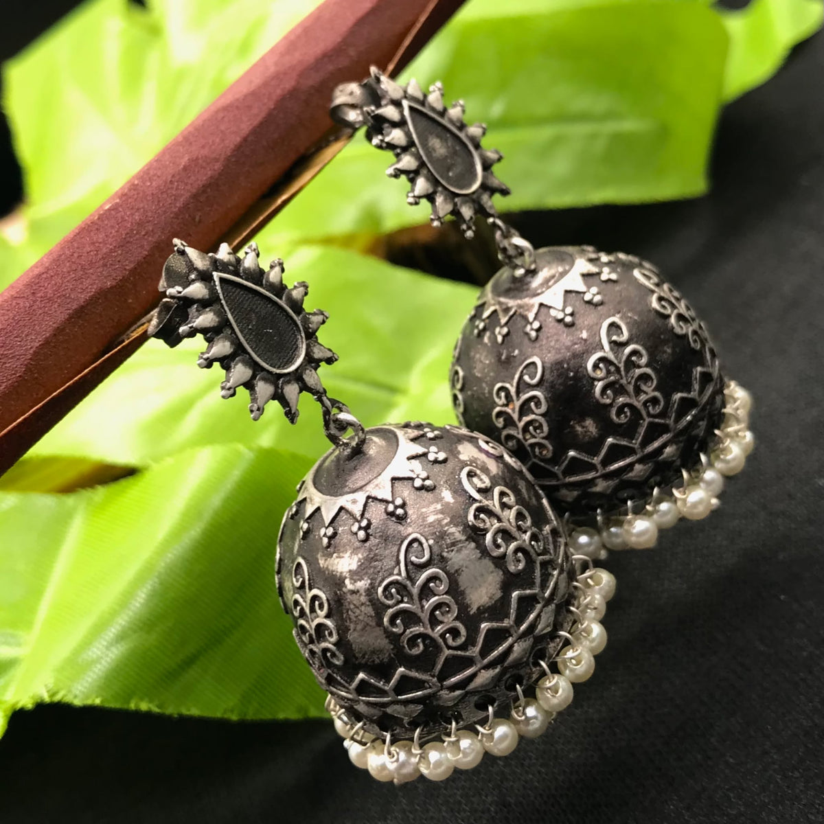 Unique Oxidized Silver Plated Earrings with Handmade Festival Jewelry EAR-1567