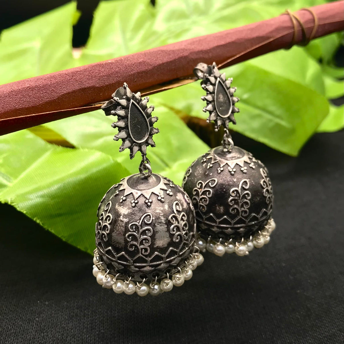 Unique Oxidized Silver Plated Earrings with Handmade Festival Jewelry EAR-1567